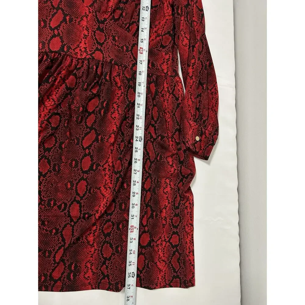 Michael Kors Snakeskin print chain neck dress NWT Size Large Cut Out Long Sleeve